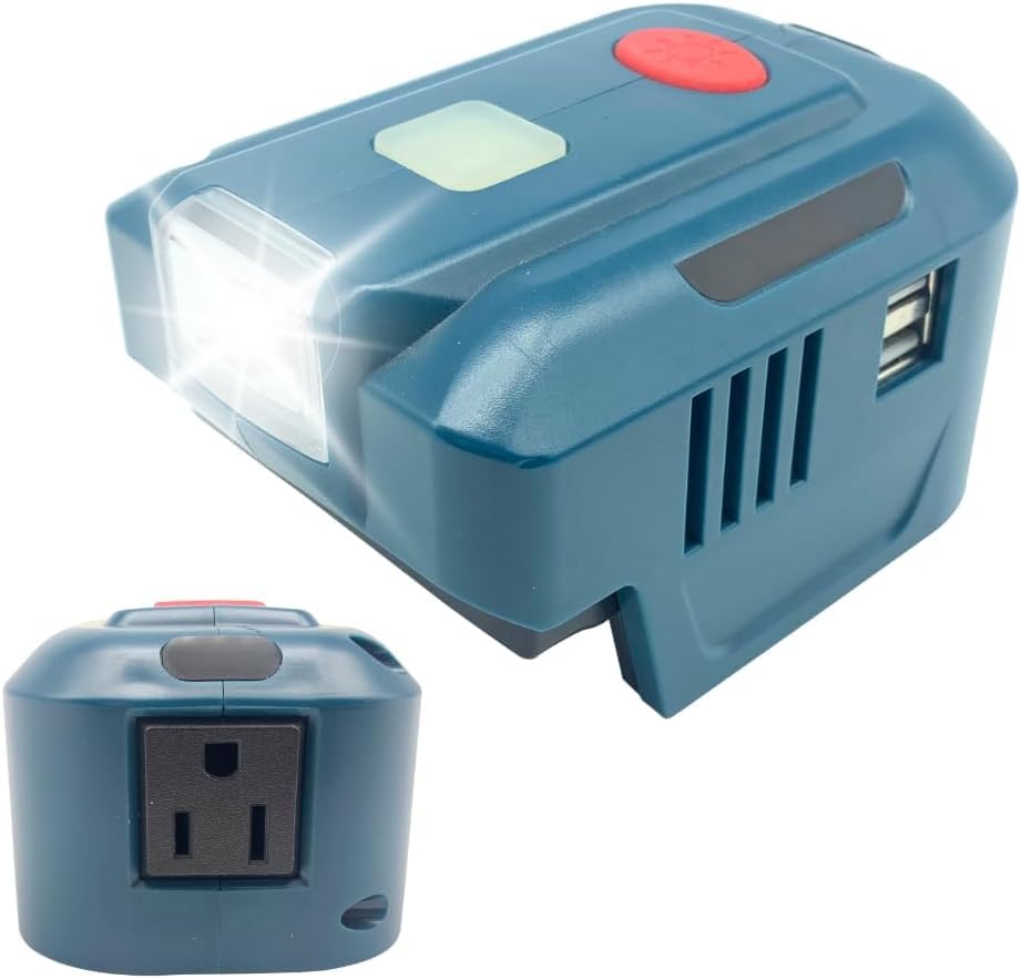 

Makita Compatible Inverter Portable Power Supply Outlet Compatible with and LED 18V Home Power Daihodo Sold Adapter, USB, 100V, 5V, Light, Mobile, синій