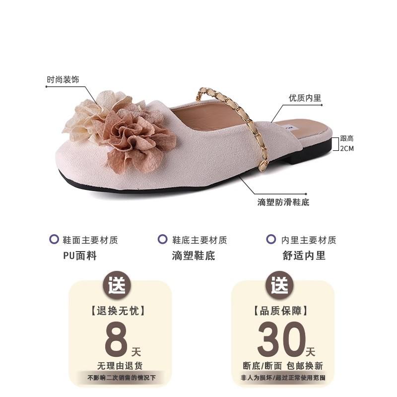 French Evening Wind Niche Baotou Half Slippers Women's 2025 Spring and Summer New Exterior Wear Fashion Versatile Flat Bottom Cool Slippers Tide