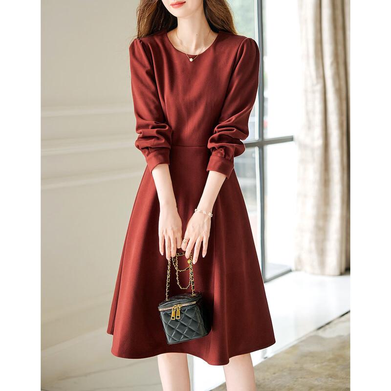Demana Elegant Collection Round Neck A-Line Knit Midi Dress