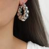 Textured Gold-Plated Titanium Steel U-Shaped Earrings with Steel Ball Design