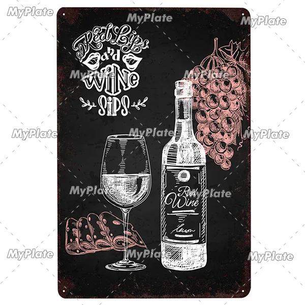 WINE Metal Sign Vintage Plaque Tin Sign Plate Wall Decor For Bar Club Man Cave Wine Kiln Art Painting Alcohol Poster