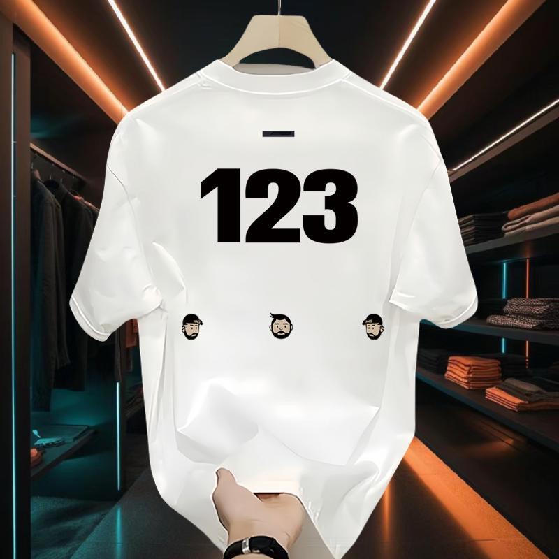 Men's Summer Casual Printed Letter Short-Sleeve Cotton T-Shirt