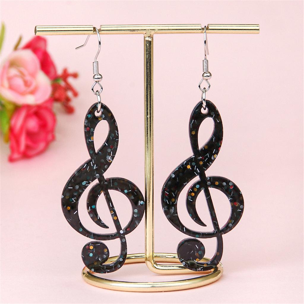 Lightweight Acrylic Musical Note Shaped Dangle Earrings Trendy Ear Studs for Women Girls Handmade Ear Accessories