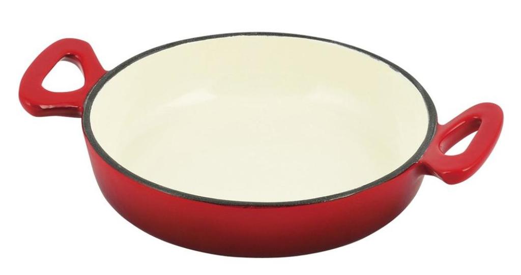 Pearl Metal Enamel Skillet 18cm, Double Handle, Cast Iron, Rouge HB-2742