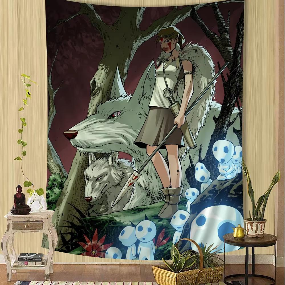 Mononoke Anime Princess Hippie Wall Hanging Tapestries for Living Room Home Dorm Decor Kawaii Room Decor