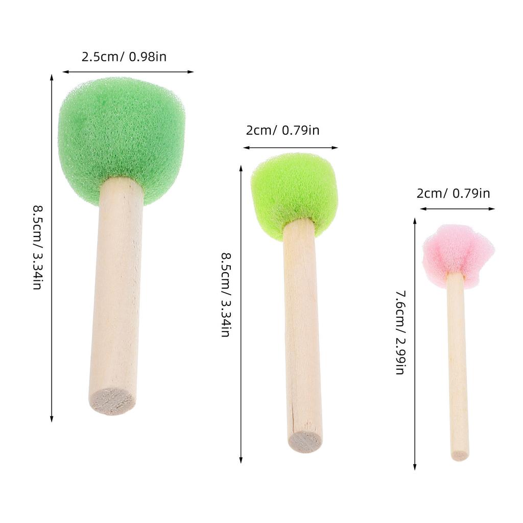 5Pcs Kids Sponge Brush Set Wooden Handle Painting Tool for Graffiti Doodling Arts Crafts Acrylic Painting Drawing Supplies