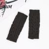 Elegant Winter Arm Warmers Women Ribbed Wrist Warmers, Stretchy Cable Knitted Fingerless Gloves, Retro Twist Texture Sleeves Soft Warm Mitten,