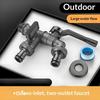 Outdoor Dual Outlet Garden Water Faucet 2 Way Zinc Alloy Freeze Proof Tap for Frost Protected Lawn Watering