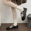 Zapatos Mary Jane vintage para mujer, con punta redonda, suela plana, color marrón, informales, con cordones y tacón bajo, de cuero para estudiantes.