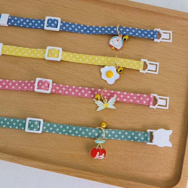 Ins fresh style Cat Collar Safety Breakaway Small Dog Tie Adjustable Necklace Strap for Puppy Kittens pet cats neck with bell