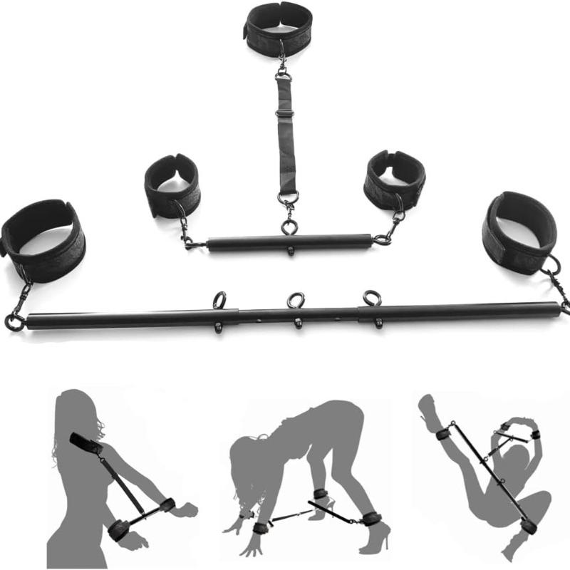 Spreader Bar Sex Toys with Wrist Ankle Neck Collar Restraint Kits Adjustable Handcuffs