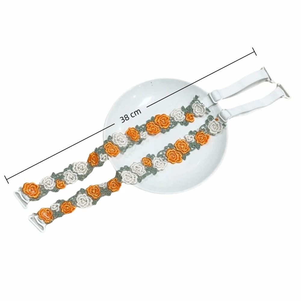 Fashion Adjustable Floral Bra Straps with Lace Trim Lace Flower Elastic Shoulder Straps Gift Anti-slip Underwear Strap Women