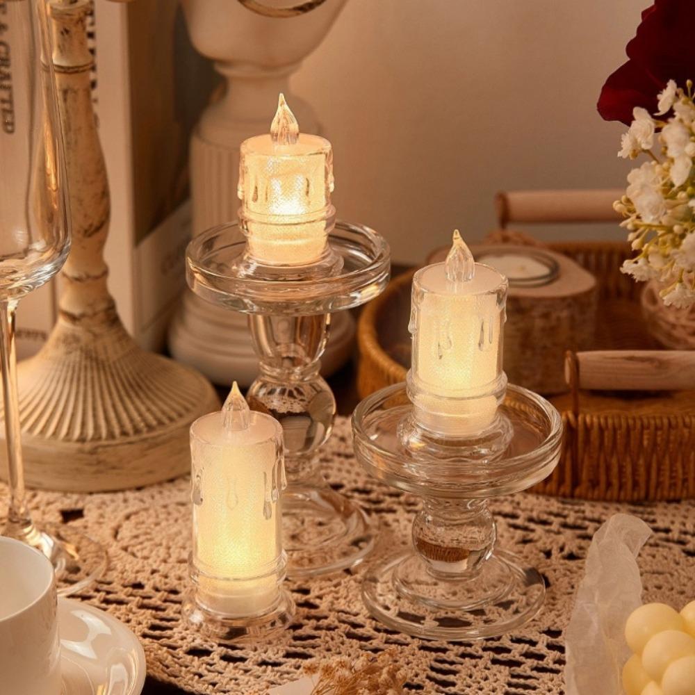 Transparent Crystal Candle Electronic Atmosphere Light Mini LED Light Candle Home Decoration