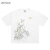 Harajuku Oversized Streetwear Unisexs Clothing Justice Graphic Angel Print White Tshirt Cotton Hip Hop Short Sleeve Tops Goth Y2k