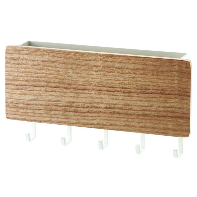 5-Hook Design Wall-mounted Home Entryway Key Hanging Shelf Sundries Storage Rack A