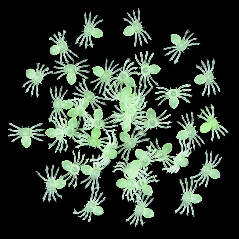 50/100pcs Halloween Black Spiders Small Luminous Plastic Spider Halloween Party Home Decoration Tricky Prank Toy Haunted House