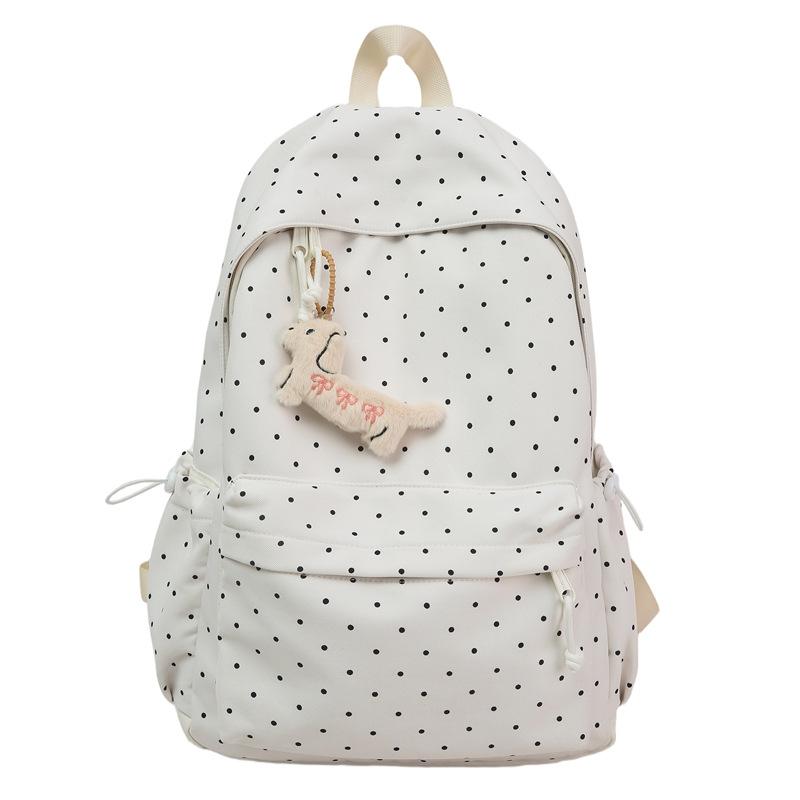 Schoolbag Classic Polka Dot Printed Backpack Simple Casual Middle School School Bag Large Capacity Commuter Travel Bag