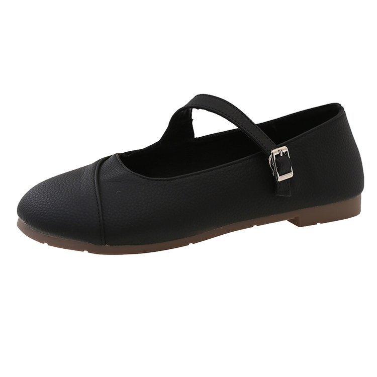 

[youshilai] 2025 autumn new small leather shoes, shallow thick heels with skirts, one-word buckle straps, single shoes for women 35