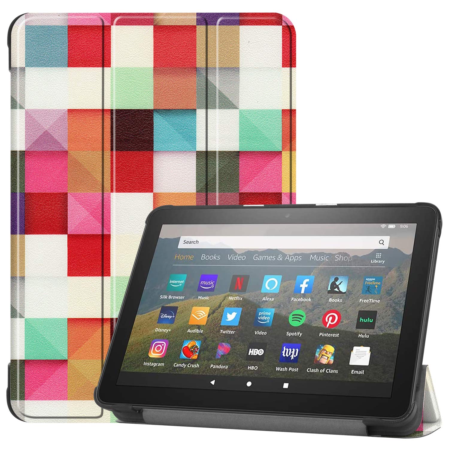 

Для Fire HD 8 HD 8 Plus 2020 Чехол Amazon Fire HD8 Fire HD8 Plus 10-го поколения Чехол легкий тонкий ударопрочный устойчивый к царапинам PU кожаный смарт