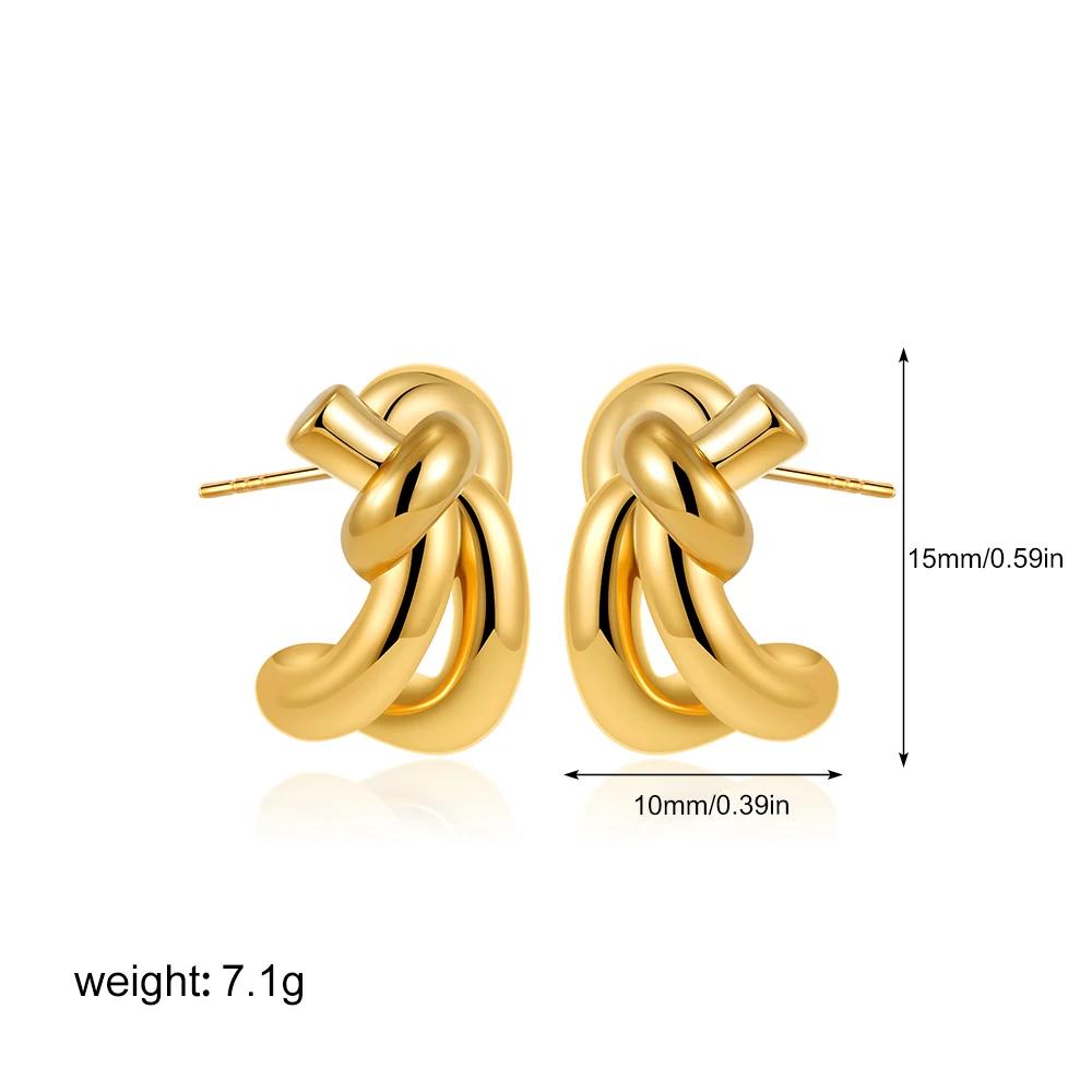 Fashion Multilayer Twist Circle Stud Earring for Women Stainless Steel Gold Silver Mix Color Round Earring Vintage Jewelry Gift
