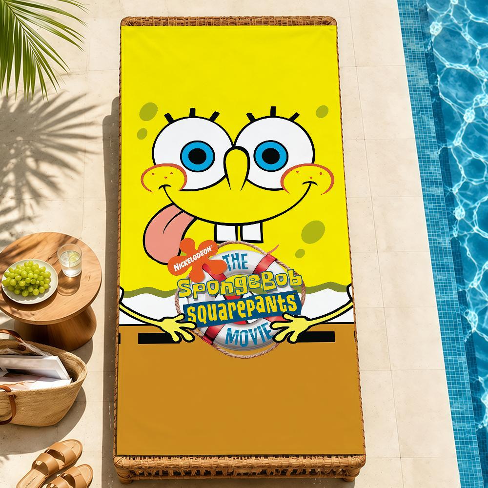 Beach Towels cute b-b-BobS-s Soft fun Quick Dry Pool cartoon s-S-S-SpongeS-eS bathing Towel Travel Gym Spa Camp sport face Gift