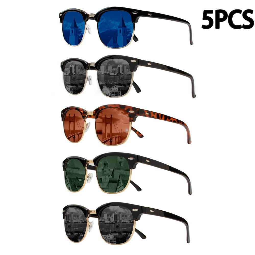 5PCS Classic Polarized Sunglasses Men Women Retro High Quality Sun Glasses Rivet Female Male Fashion Mirror Sunglass