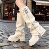 Thick-soled Tube Boots Stacking Boots Women's New Heightening Western Boots Long Boots High Knight Boots White High Heel Black