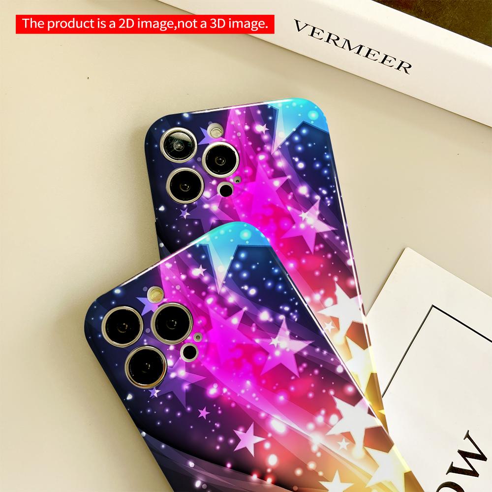 2DFlat Starry Galaxy Gradient Phone Case All inclusive film hard phone case, compatible with iPhone 18 Pro Max 17 16 15 14 13 12 11