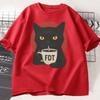 FDT Black Cat Tshirt Men Women Cotton Short Sleeve Tshirt Soft Breathable Round Neck Short Sleeve Tee Unisex Casual Wear