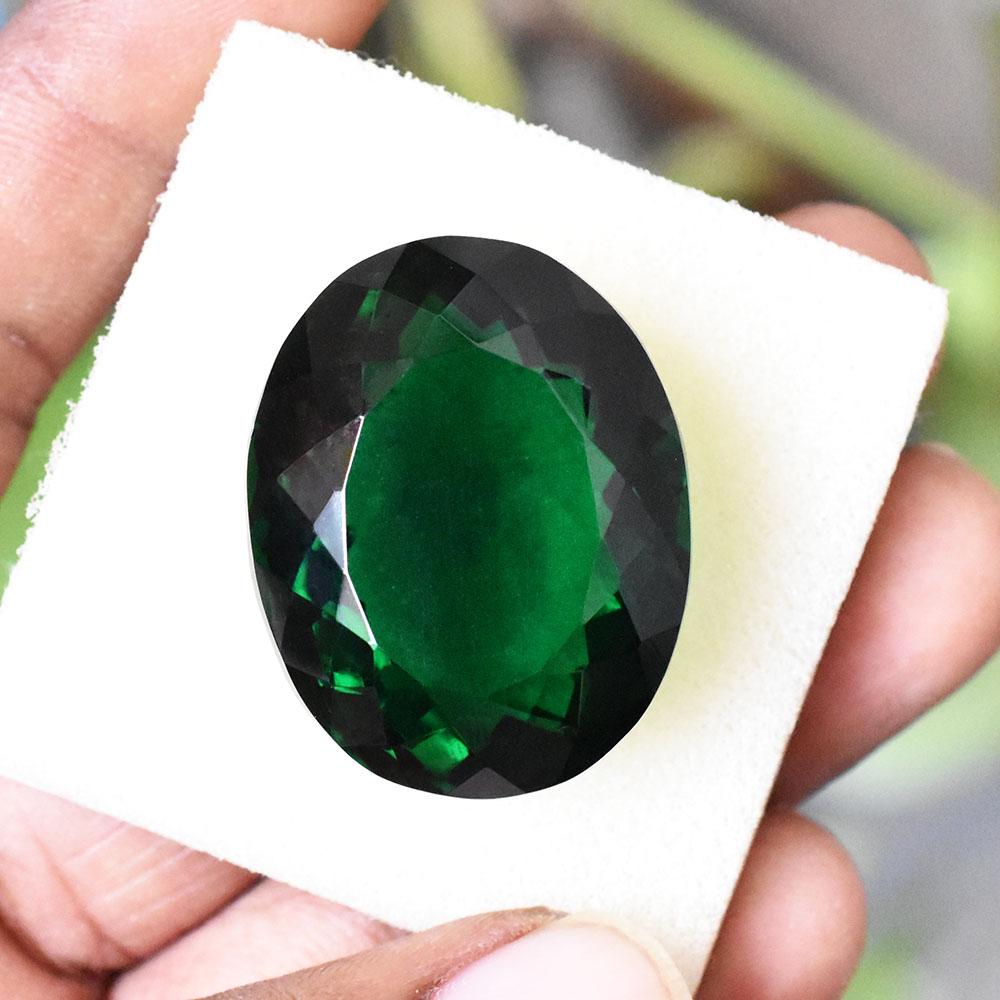 95Ct Big Oval Shape LAB-CREATED Green Emerald Loose Gemstone