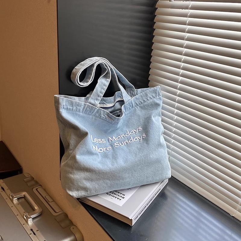 Denim Canvas Large-capacity Bag Women's New Fashion Shoulder Bag Fashion Outdoor Commuter Tote Bag