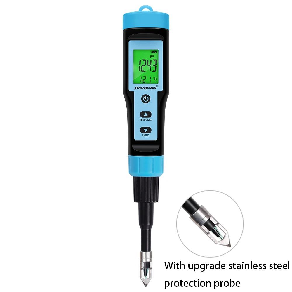 Food PH Meter 0.00~14.00 PH Temp Tester for Meat Canning Cheese Dough Fruit Meat Water Soil PH Test with High Precision Probe