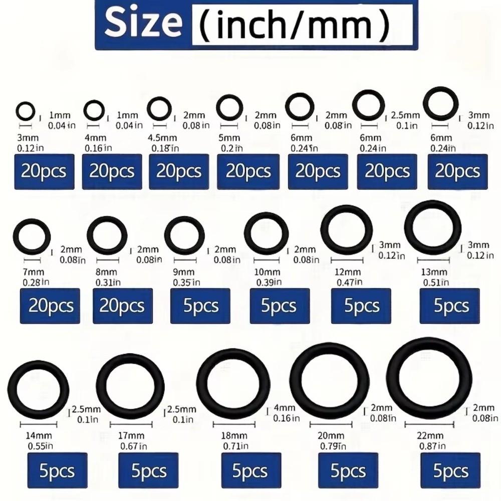 225PCS/27PCS Rubber O-Ring Gasket Assortment Sealing Washer Set Car Repair Accessories