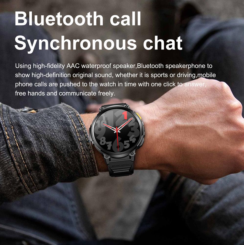 K66 1.85-inch IPS Screen Heart Rate Monitor Bluetooth-compatible Calling Sports Smart Watch with Flashlight