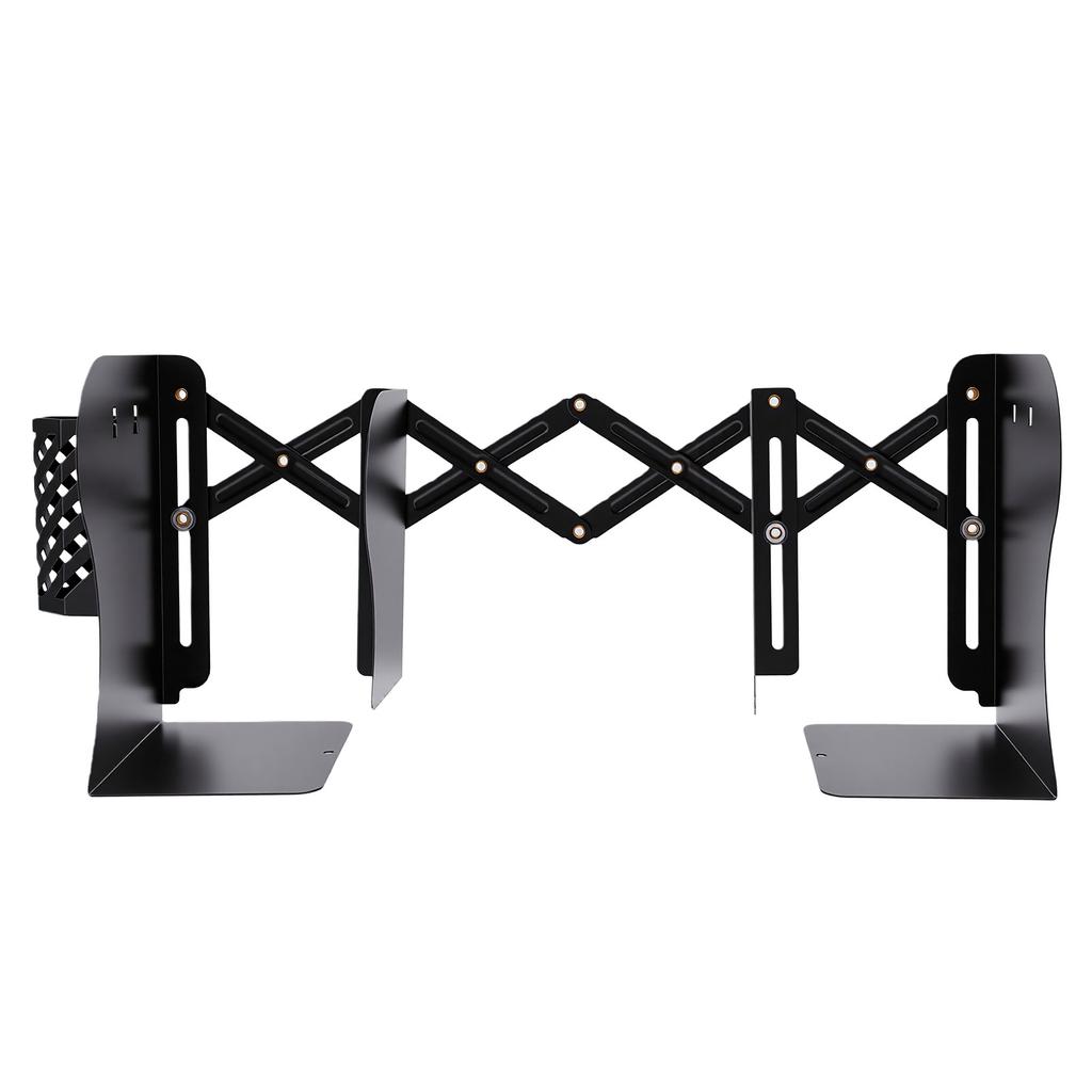 Adjustable Bookend Sturdy Metal Expandable Book End with Pen Holder for Magazines DVDs Albums
