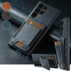 Oil Wax Leather Phone Case for Samsung Galaxy S25 Ultra S24 Plus S23 S22 Note20 Magnetic Elastic Card Slot Holder Wallet Cover