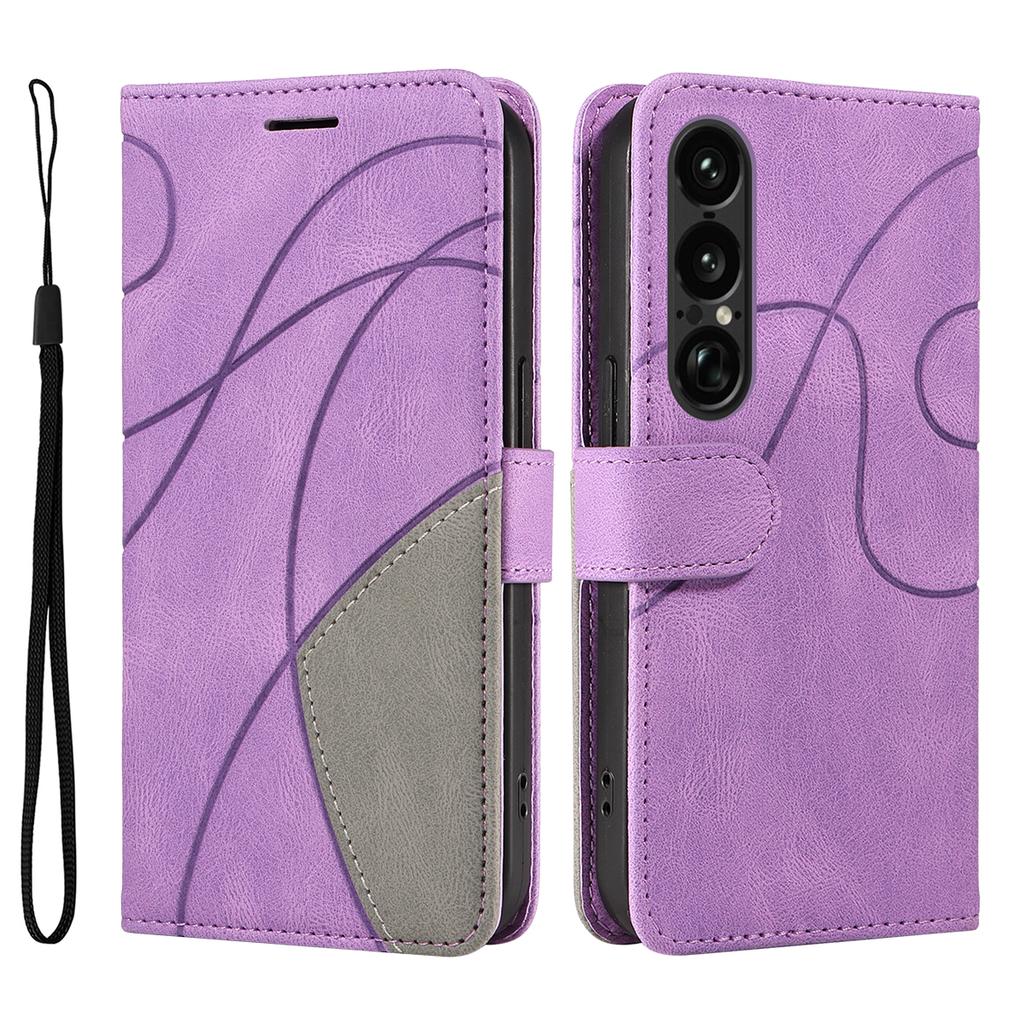 For Sony Xperia 1 VII Leather Phone Case Stand Wallet with Bi-colour Splicing Design