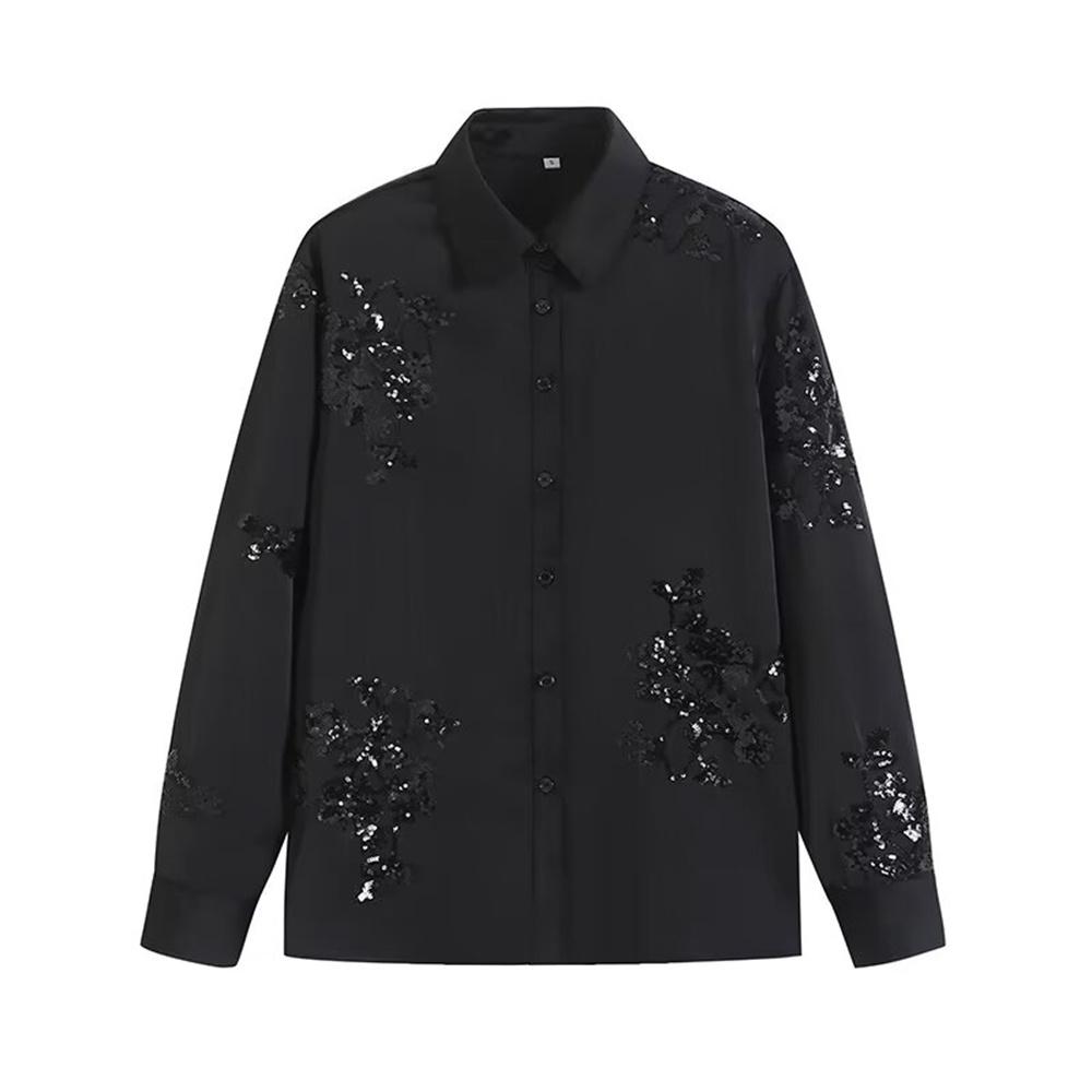 Spring Summer Women's Wear European and American Heavy Industry Embroidered Shirt and Pant Set