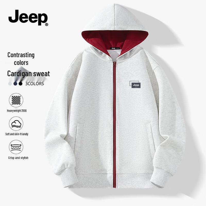 JEEP Men s Retro Hooded Zip-Up Sweatshirt Jacket 2XL