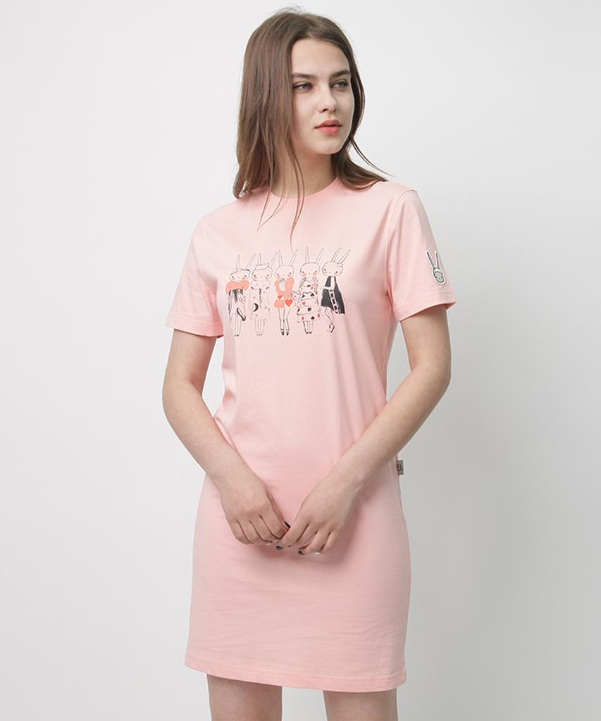 Pipilapin Daily Outfit Drawing T-Shirt Dress/Fs7Wo71W4 Pink