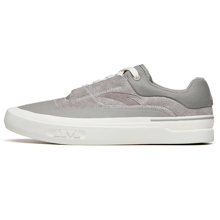 New Anta Ao Li Coverage Anti Slip And Wear Resistant Lightweight Low Top Skateboard Shoes Men's Gray White Leather Suede 112218011-3
