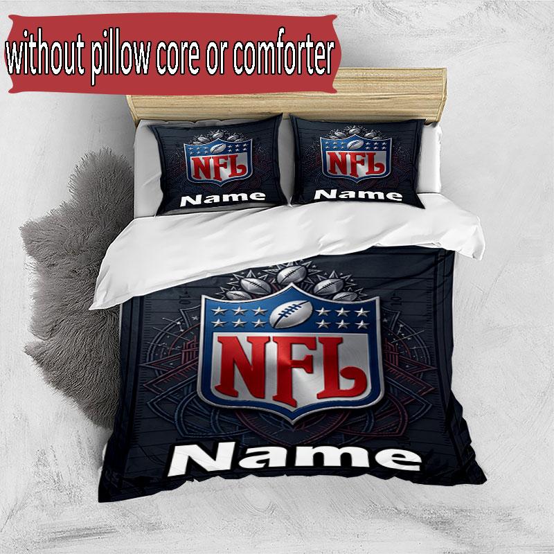 3pcs Duvet Cover Set (1*Duvet Cover + 2*Pillowcase, Without Core), Custom Name NFL Pattern Bedding Set, Home Bedroom Decor Gift