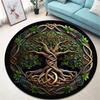 Magical Tree of Life Round Rug with Glowing Orbs and Starry Sky for Living Room Bedroom Boho Decor Non Slip Carpet Fantasy Art