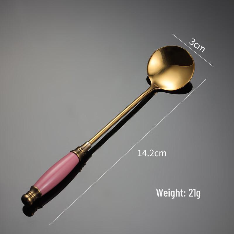 Qianxing European Retro Ceramic Handle Stainless Steel Coffee Stirring Spoons
