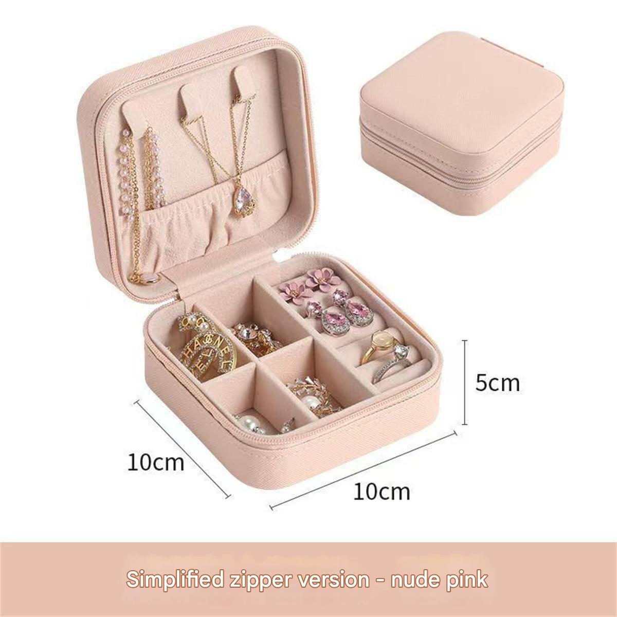 

Mini portable jewelry box, simple travel PU jewelry box, necklace and earring storage box, women s travel gear.
