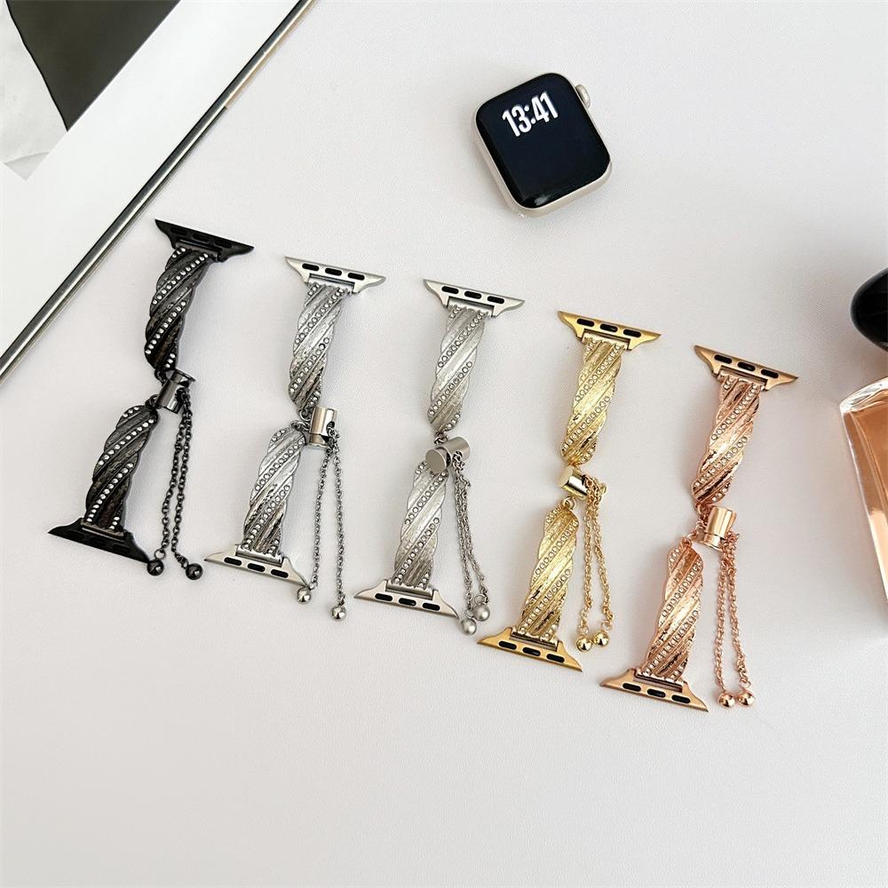 Diagonal Brushed Metal Bracelet Strap Luxury Wristband for Apple Watch 38/40/41/44/45/46/49mm, Compatible with iWatch Series 11 10 9 8 7 SE Ultra