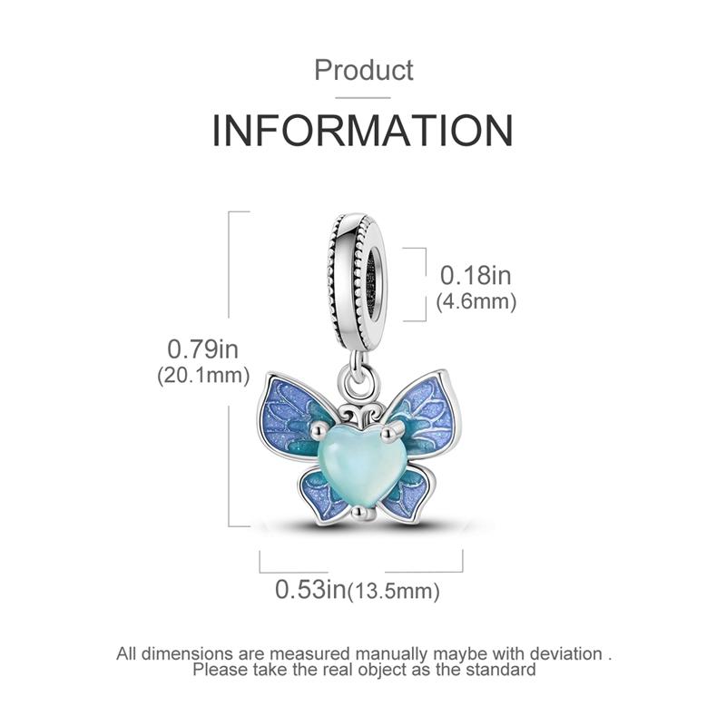 Charm Copper Orchid Butterfly Heart-Shaped Pendant Fits Charm Plata Genuine Bracelets Bead Women Jewelry Crafting Do-It-Yourself