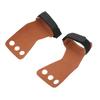 2pcs Gymnastics Palm Protector Imitation Leather Three Fingers Hand Grip for Pull Up Weight Lifting Training Brown