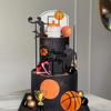 25 PCS Basketball Cake Toppers Black Gold Balls Cake Decorations Basketball Theme Cake Decoration for Boy Sport Party Supplies