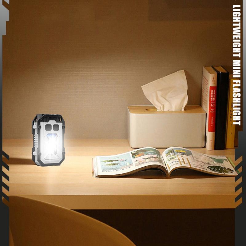 Led High Bright Flashlight Portable Mini Keychain Light Dual Light Source Outdoor Camping Fishing Multi-Function Tool Torch Lamp